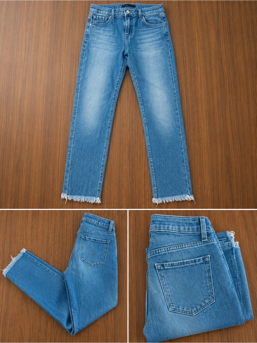 J Brand Light Blue Straight Leg Jeans with Raw Hem